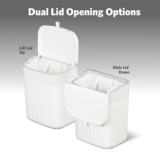Glad Roomate Under Counter Waste Bin | Space Saving Small Trash Can for Kitchen Cabinet, Bathroom or Office | Dual Lid for Ease of Opening, 9 Liter, White - Image 3