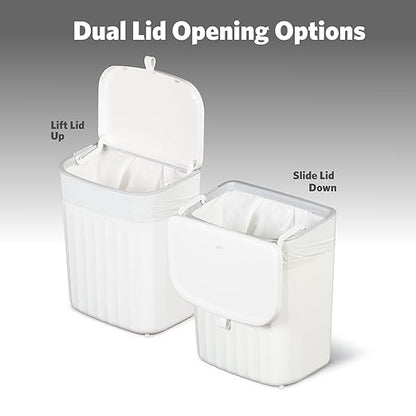 Glad Roomate Under Counter Waste Bin | Space Saving Small Trash Can for Kitchen Cabinet, Bathroom or Office | Dual Lid for Ease of Opening, 9 Liter, White - Image 3