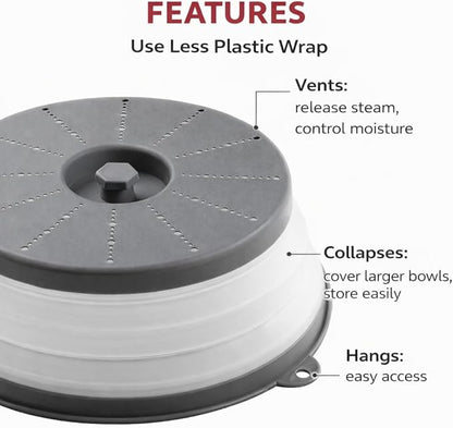 HIC Kitchen Collapsible Microwave Food Cover, BPA Free, Contains Splatter and Mess - Image 4
