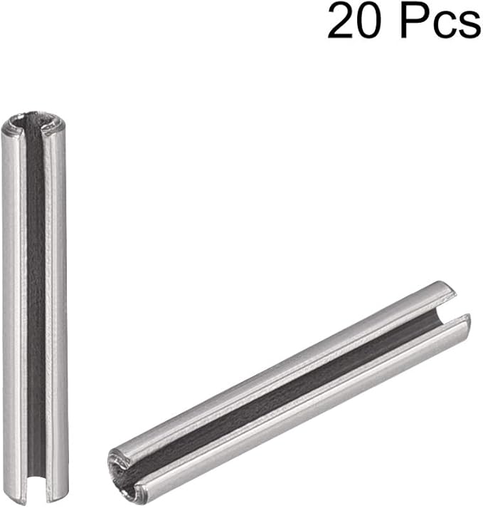 uxcell Slotted Spring Pin - M1.5 x 20mm 304 Stainless Steel Split Spring Roll Dowel Pins Plain Finish 20Pcs