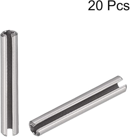 uxcell Slotted Spring Pin - M1.5 x 20mm 304 Stainless Steel Split Spring Roll Dowel Pins Plain Finish 20Pcs