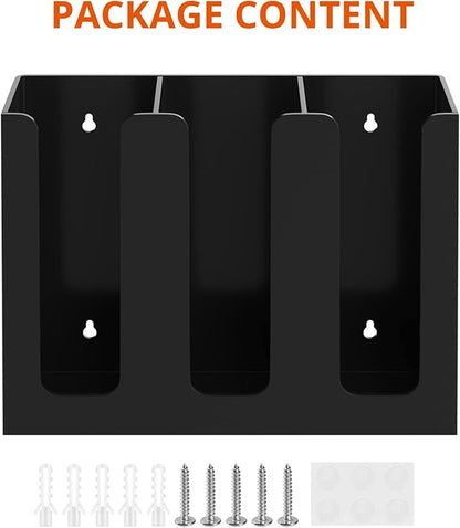 Richboom Acrylic Coffee Cup and Lid Storage Organizer Holder, 3 Compartments, Black - Image 4