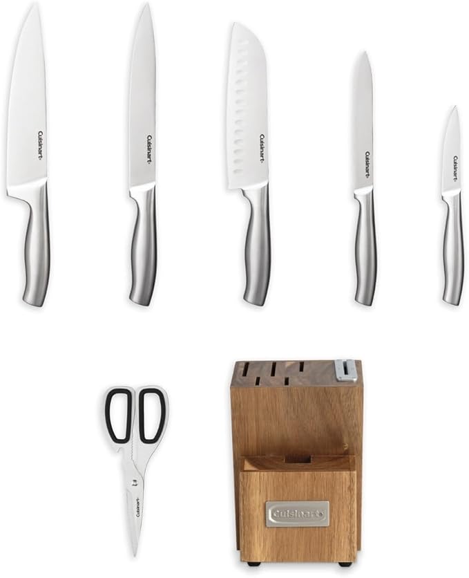 Cuisinart 7 Pc Stainless Steel Essentials Cutlery Block Set with Built in Sharpener - Image 3