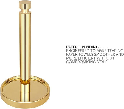 Ivilon Paper Towel Holder Stand - Steady and Easy Tear - Fits All Paper Towel Rolls - Gold Polished - Image 2