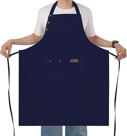 Yuubin Extra Large Aprons for Men Adjustable Button Apron with Pockets Chef Cooking Kitchen Aprons Women,Water&Oil Resistant
