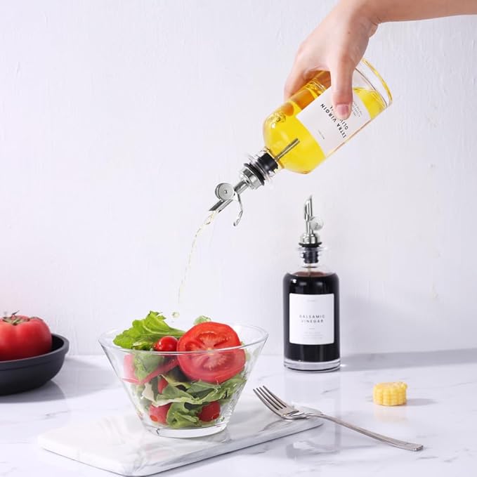 Molimoli Olive Oil Dispenser Bottle for Kitchen, Oil Dispenser w. Weighted Pourer, Glass Bottle Dispenser for Kitchen, Olive Oil Cruet, Glass Olive Oil Bottle | 350ml, Set of 4 - Image 7
