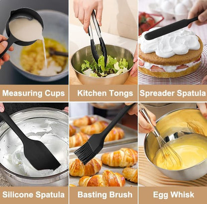 Wildone Mixing Bowls with Airtight Lids, 27 PCS Stainless Steel Nesting Bowls, with 3 Grater Attachments, Scale Mark & Non-Slip Bottom, Size 5, 4, 3, 2, 1.5, 1, 0.63QT, Ideal for Mixing & Prepping - Image 4