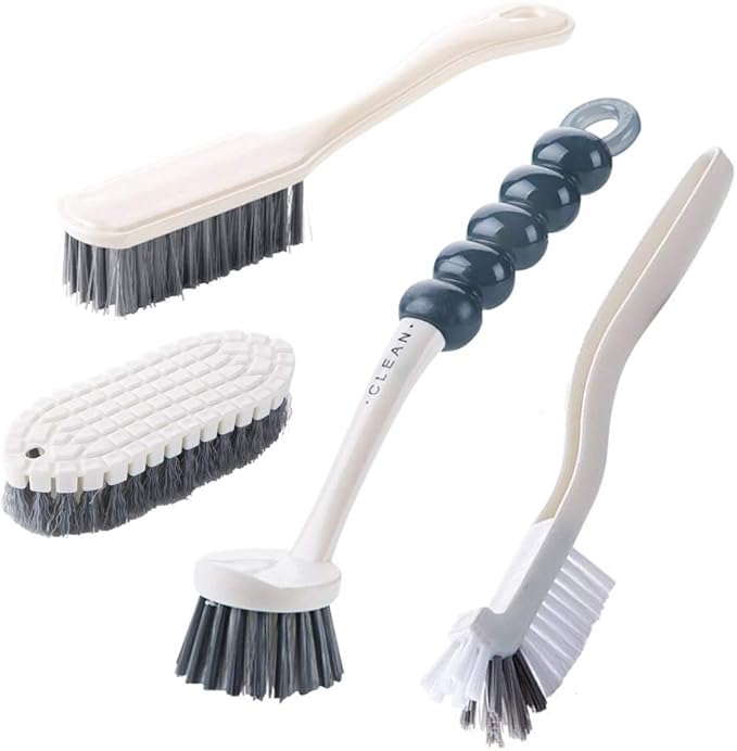 Multi-Purpose Scrub Brush Set - 4 Pack Kitchen Cleaning Brushes with Stiff Bristles for Dishes, Pots, Pans, Sink & Bottles - Dish Brush with Ergonomic Handle by ANERONG