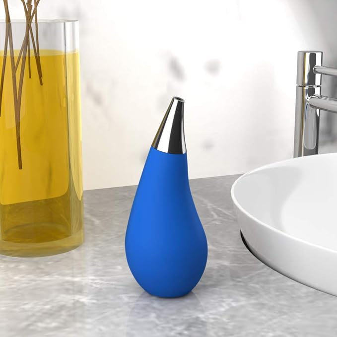 Kitchen Bathroom Counter top Squeezable Soap Dispensers Tear Drop Shape Bottle (Blue, ~7oz) - Image 3