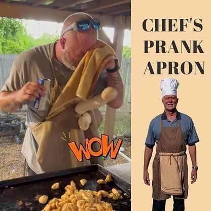 Chef's Prank Apron 2026 - Ultimate Funny Gag Gift for Men with Hidden Surprise Pocket, Creative Novelty Apron for Kitchen Pranks & Practical Jokes