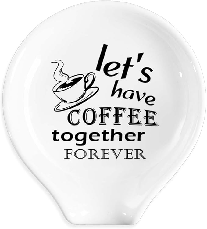 Funny Coffee Spoon Holder-Coffee Spoon Rest-Cafe Bar Station Accessories-Let's Have Coffee Together Forever Sign