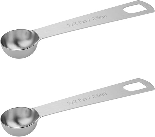 2PCS 1/2tsp (1/6tbsp, 2.5ml) Single Measuring Spoon, Stainless Steel Individual Teaspoons Only by BERYLER