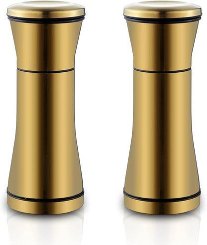 Kyraton Gold Salt and Pepper Shakers, Titanium Plating Stainless Steel Salt and Pepper Grinders Refillable Pepper Grinder, Pepper Mill, Salt Grinder, Salt Shaker, Salt Pepper Shaker Set of 2