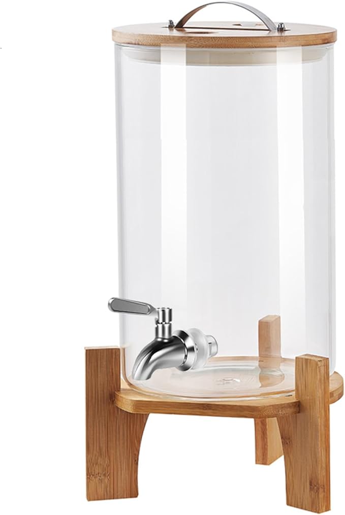 Beverage Dispenser,2.1 Gallon Glass Drink Dispenser with Stand,Glass water dispenser with Spigot, Large Drink Dispensers for Parties,Water Dispensers for Bar,Wedding,Restaurants 8L by OSXDOL