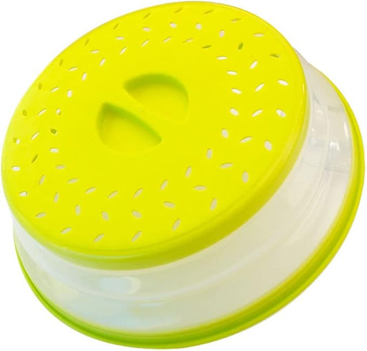 Collapsible Microwave Splatter Cover, Microwave Plate Cover With Steam Vent，BPA-Free Silicone & Plastic (yellow, 12.3IN)