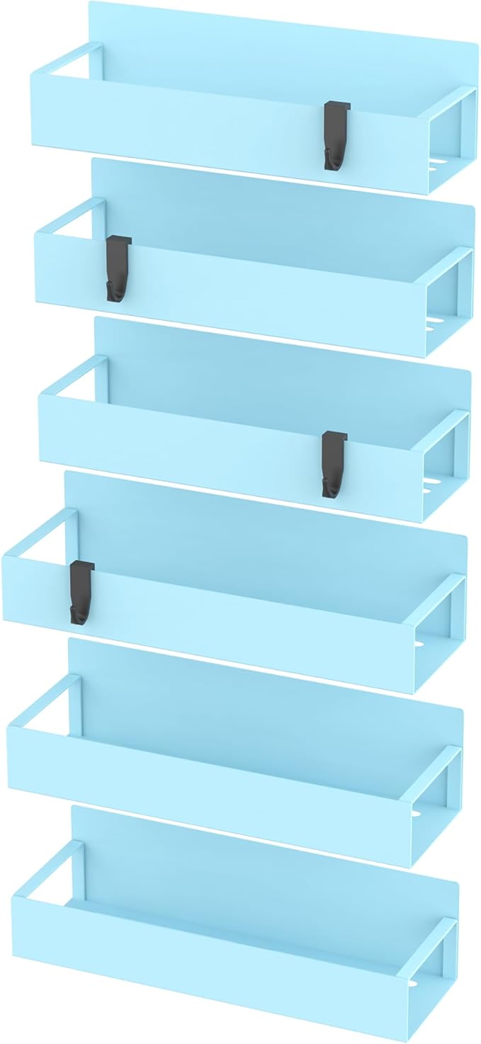 HuggieGems 6 Pack Magnetic Spice Storage Rack Organizer for Refrigerator and Oven, Blue Fridge Organizers and Storage - Image 6
