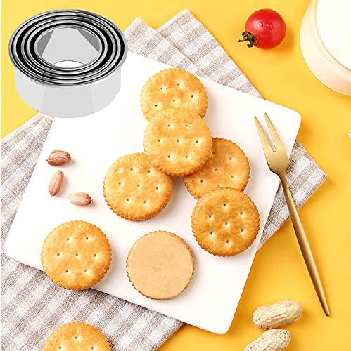 5Pcs Cookie Cutters - Stainless Steel Biscuit Cutters/Dumpling Cutters/Cake Pastry Cutters/Cake Cookie Scone Cutters Molds stamps for Cooking Baking (Round Edge, 5Pcs) - Image 2