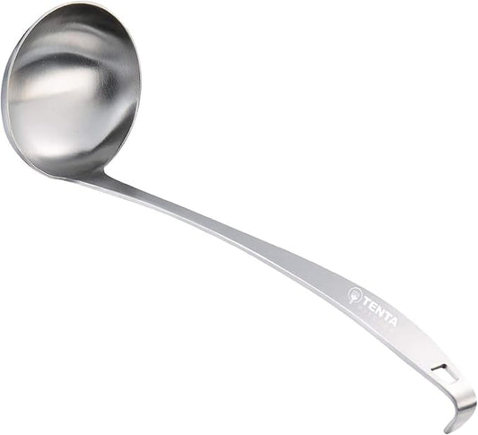 Tenta Kitchen 3oz/85ml Stainless Steel Small Soup Ladle Spoon Stainless Steel,11.5"x 3.6" – One-piece Professional Ladle With Hook And Hole For Convenient Hanging