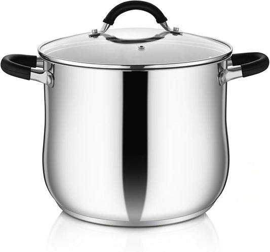 P&P CHEF 9.5" Stainless Steel Large Stock Pot