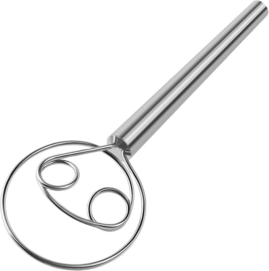 Danish Dough Whisk Stainless Steel Hook Dutch Baking Tool Bread Sourdough Mixer for Pizza Pastry Cake Batter Making