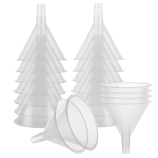 RHBLME 20 Pack Multipurpose Funnels for Kitchen Use - 4.6 Inch Wide Mouth Funnel with Long Reaching Spout for Powder, Liquid and More