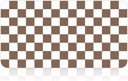 17" x 32" Checkered Dish Drying Mat for Kitchen Counter, Absorbent Coffee Bar Mat for Espresso Machine Coffee Countertops Accessories, Coffee Brown - Image 9