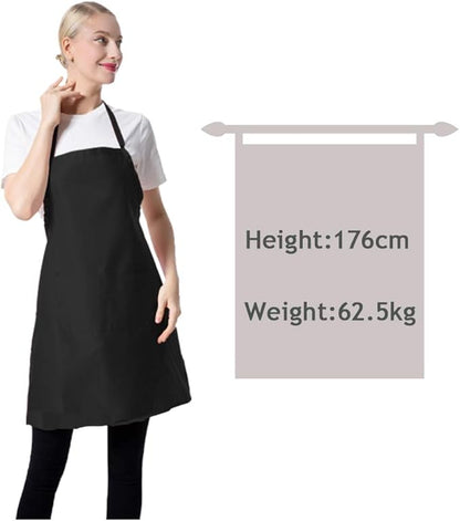 12 Pcs Bib Bulk Black Aprons for Women Men Adult Girls Unisex with 2 Pockets, Baking Cooking Kitchen Painting Apron (Black,12 pcs) - Image 4