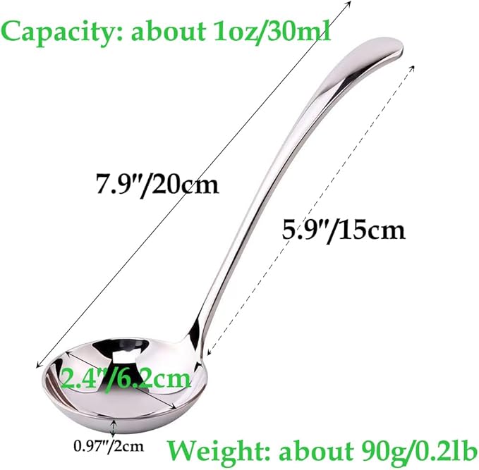 Small Ladle, Gravy Ladle, 7.9 Inch Sauce Ladles, 18/10 Stainless Steel Small Gravy Soup Spoon for Spooning Gravies or Sauces, Set of 2(Silver） - Image 2