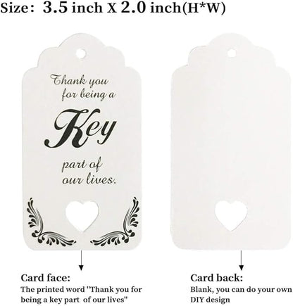 WODEGIFT 50pcs Vintage Skeleton Key Bottle Opener,Bridal Shower Favors,Wedding Favors Souvenir Gifts with Thank You Escort Tag and Key Chains (Silver,5 styles) - Image 7