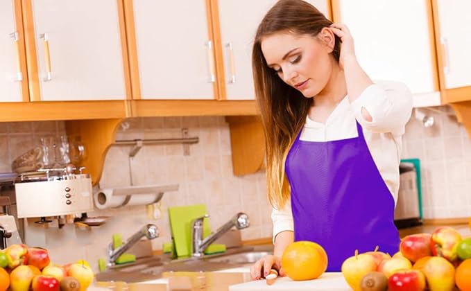 12 Pcs Purple Bib Bulk Aprons for Women Men Adult Girls Unisex with 2 Pockets, Painting Baking Cooking Kitchen Apron (Purple,12 pcs) - Image 7