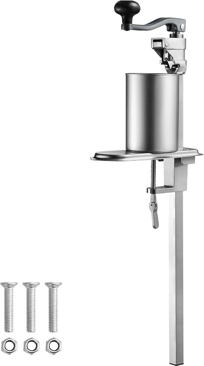 VEVOR Commercial Can Opener, 23.2"/59cm Long, Stainless Steel Manual Table Can Opener for Up to 15.7"/40cm Tall, Fixed with Clamp or Screws, Ergonomic Swing Handle & One Spare Knife, for Restaurants