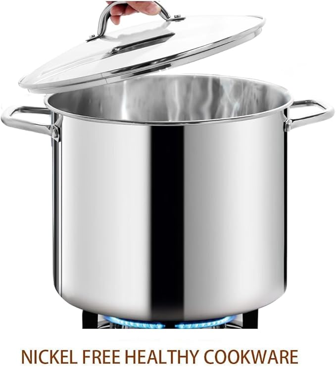 HOMICHEF Commercial Grade LARGE STOCK POT 20 Quart With Lid - Nickel Free Stainless Steel Cookware - Healthy Polished Stockpots - Heavy Duty Induction Soup Pot - Image 3