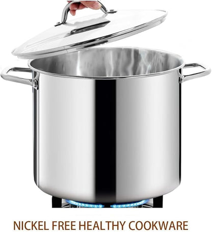 HOMICHEF Commercial Grade LARGE STOCK POT 20 Quart With Lid - Nickel Free Stainless Steel Cookware - Healthy Polished Stockpots - Heavy Duty Induction Soup Pot - Image 3