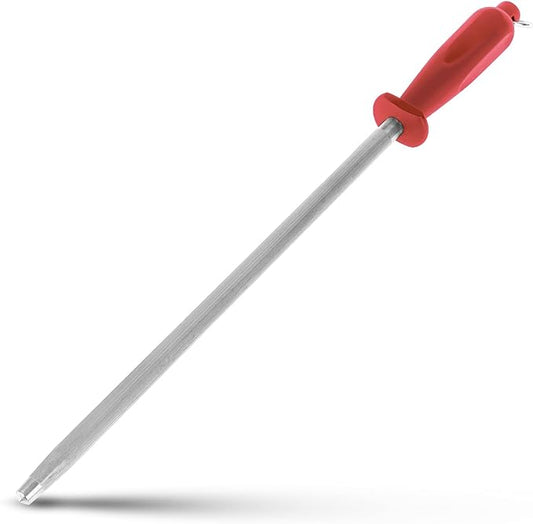 10 Inch Sharpening Steel, Professional Carbon Steel Knife Sharpener, Fresh Red by ALLWIN-HOUSEWARE