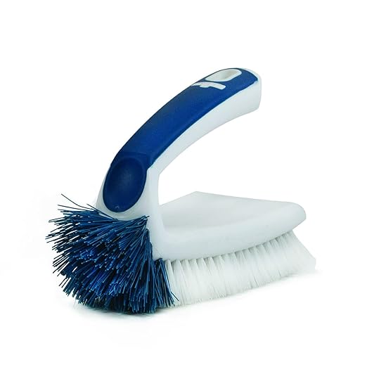 Unger Multi-Purpose Counter and Fixture Scrub Brush, Non-Slip Small Household Cleaning Supplies, Removes Dirt and Grime from Bathroom Sinks, Kitchen Countertops, and Faucets by Unger