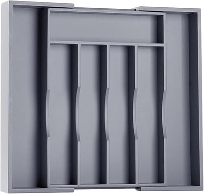 Kitchen Silverware Drawer Organizer and Storage Bamboo Wood Cooking Utensil Holder Cutlery Knife Jewelry Spice Rack Spoon Fork Multi Cabinet Organization Bathroom Counter Expandable Adjustable Tray - Image 8