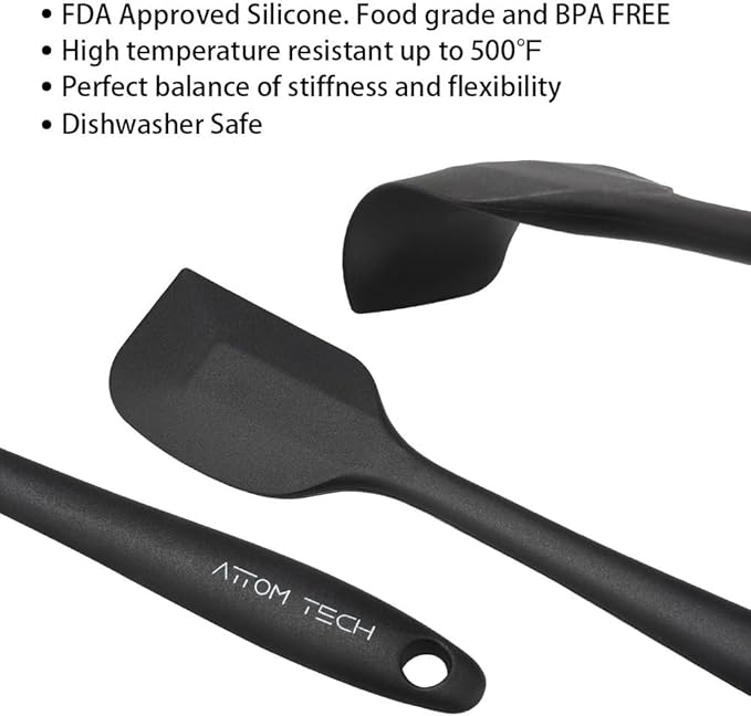 8 Inch Silicone Spatula Set, Food Grade High Temperature and Heat Resistant Spatulas, Dish-wash Safe, Rubber Kitchen Spatulas, Non-stick(Set of 4)