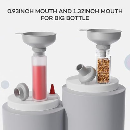 Pisol Wide Mouth Versatile Funnel, Canning Funnels for Kitchen Use, Food Grade Plastic Cooking Funnel Set with 4 Size Spouts and 2 Strainers for Filling Different Bottles and Bags, Grey - Image 4