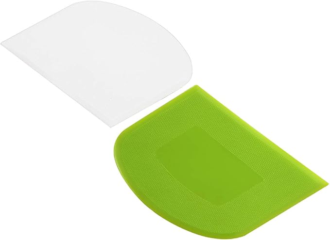 Suanyok Dough Scraper Bowl Scraper Bread Cream Cake Pizza Cutter Bench Scraper- Flexible Plastic Multi-Function Kitchen tools, 2 Piece White-Green by Suanyok