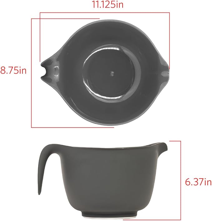 Glad Mixing Bowl with Handle – 3 Quart | Heavy Duty Plastic with Pour Spout and Non-Slip Base | Dishwasher Safe Kitchen Supplies for Cooking and Baking, Grey - Image 4