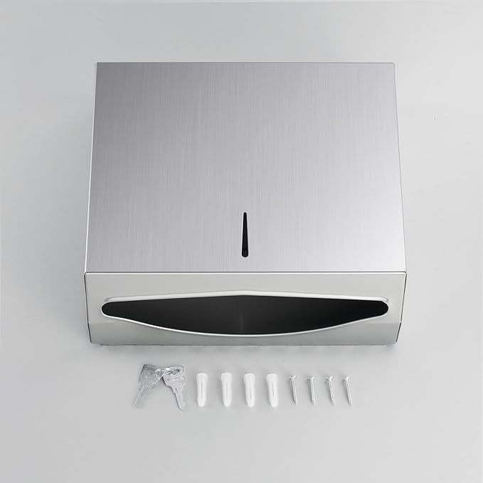 Paper Towel Dispenser Wall Mount - Multifold Trifold Paper Towel Dispensers, Large Capacity Stainless Steel Tissue Holder, Suitable for Bathrooms and Public Places - Image 6