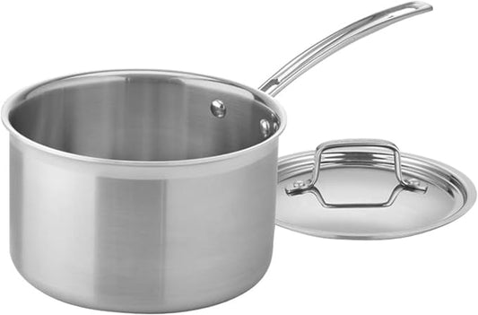 Cuisinart 4-Quart Skillet, Stainless Steel Cookware Multiclad Pro Triple Ply Saucepan w/Cover, MCP194-20N by Cuisinart