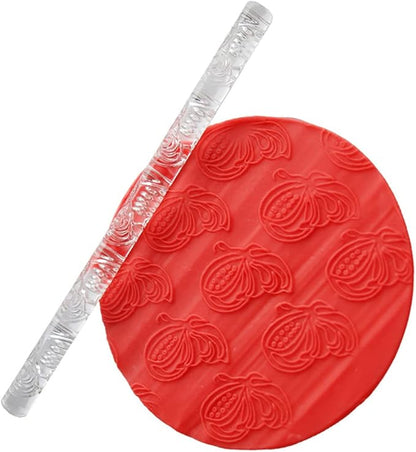 Rengue Acrylic Rolling Pin with 28 Patterns, Compliant Material, Comfortable Grip, 16 X 1 Cm, Lightweight for Dough and Pastry Acrylic Rolling Pin with 28 Patterns, Nan Kitchen (#20)