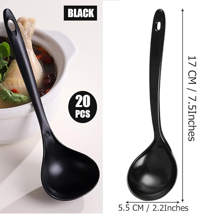 Large Plastic Serving Spoons,Disposable Heavy Duty Serving Spoons,Long Handle Scoop Soup Rice Ladle for Party Catering Buffet Restaurant,20 Pieces - Image 2