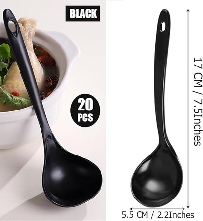 Large Plastic Serving Spoons,Disposable Heavy Duty Serving Spoons,Long Handle Scoop Soup Rice Ladle for Party Catering Buffet Restaurant,20 Pieces - Image 2