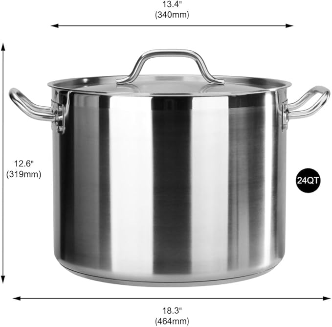 New Star Foodservice 24 Qt Stainless Steel Stock Pot with Cover, 18/8 Stainless Steel