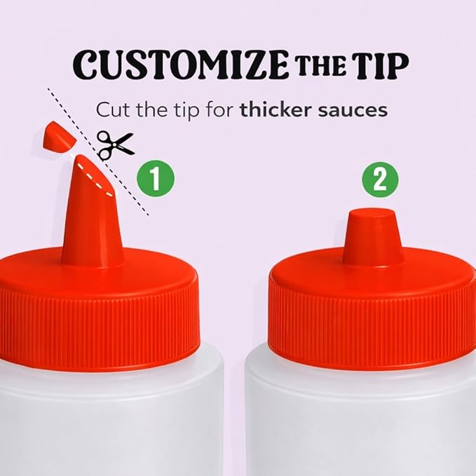Norcalway 12 oz Condiment Squeeze Bottles for Sauces - Leak Proof - 6 Pack - Image 6