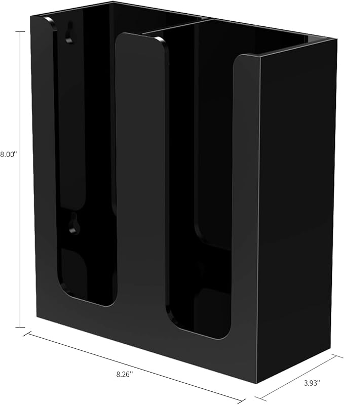 Richboom Acrylic Coffee Cup and Lid Storage Organizer Holder, 2 Compartments, Black - Image 2