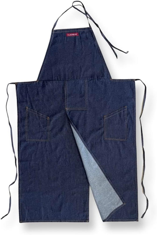 BLUE DENIM, the original split overlapped apron for potters, chefs, gardeners, artists, men and women