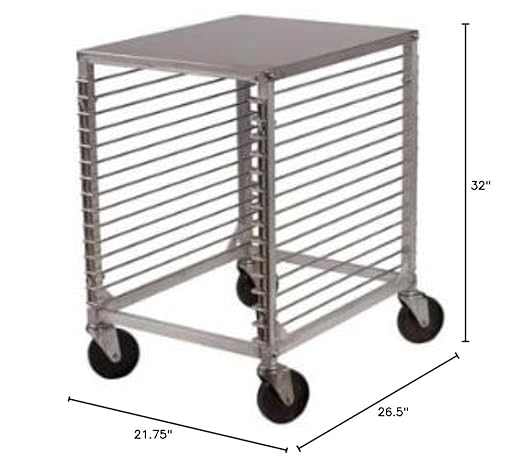 Winco 15-Tier Aluminum Sheet Pan Rack with Hard Top and Wire Slides - Image 4